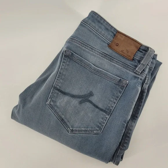 34 Heritage Coolmax Stretch Jeans Mens 34x34 Straight Leg Light Wash Denim - Picture 1 of 8